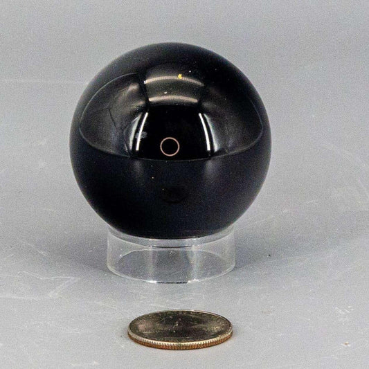 Black Obsidian Crystal Sphere Polished Volcanic Glass