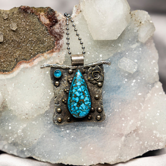 Blue Magnesite On 925 Silver Pendant