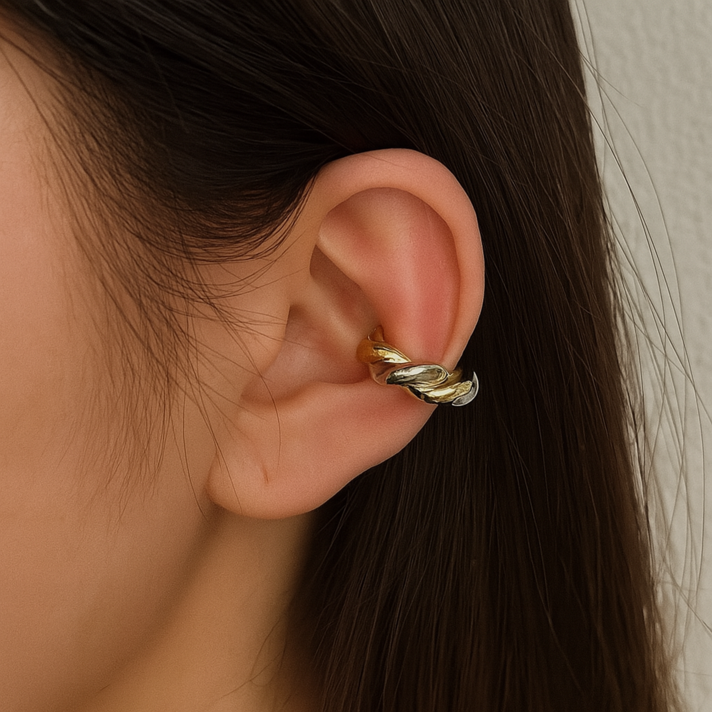 Braided Metal Ear Cuff – Twisted Gold and Silver No-Piercing Statement