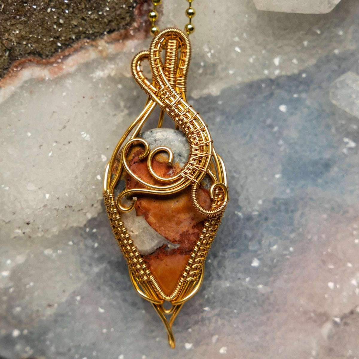 Brecciated Jasper Copper Crystal Wire Wrap Pendant #2
