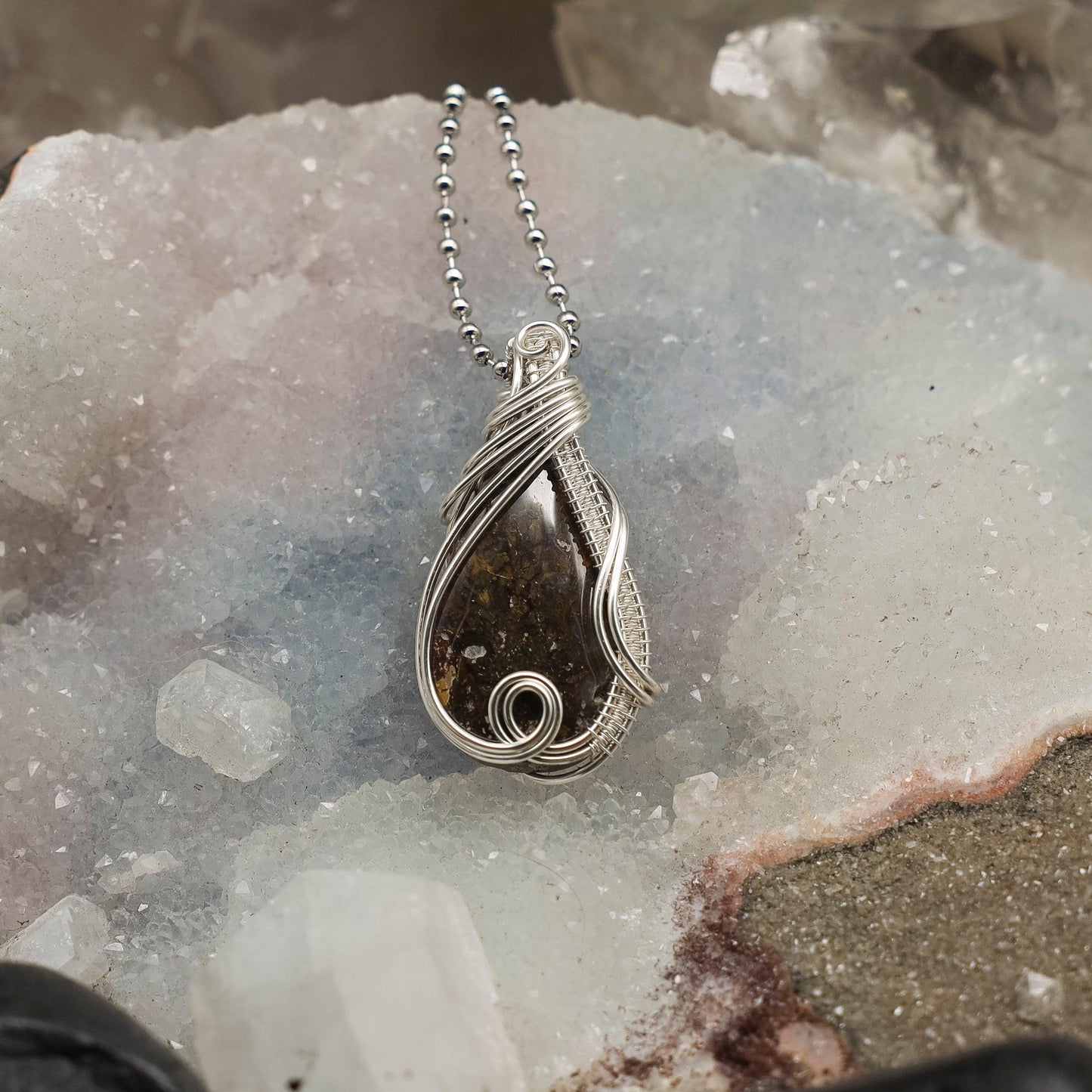 Brecciated Jasper Wire Wrap Crystal Pendant