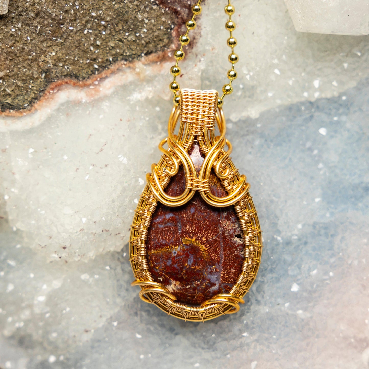 Brecciated Jasper Wire Wrap Crystal Pendant