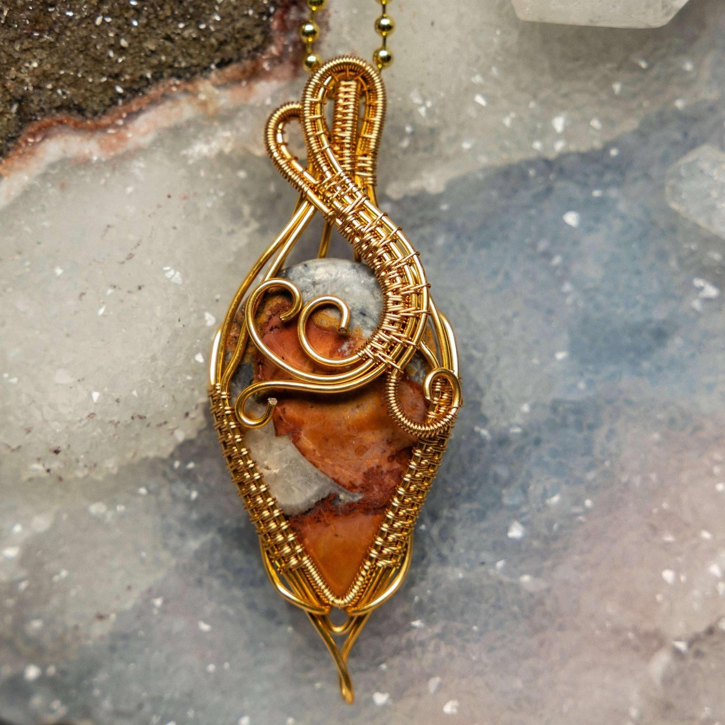 Brecciated Jasper Wire Wrap Pendant 2.75" #2