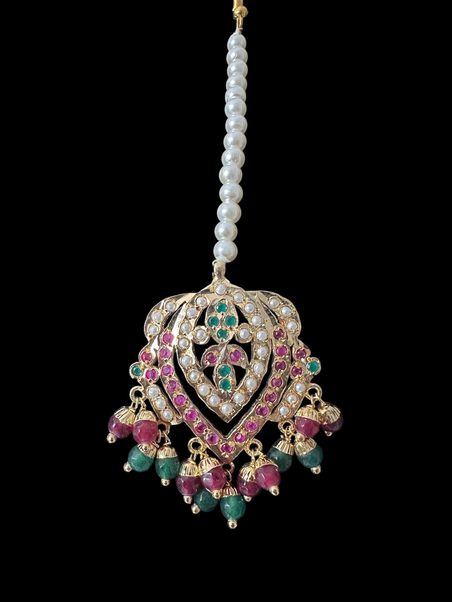 NS329 Taseen necklace set in ruby emerald ( READY TO SHIP )