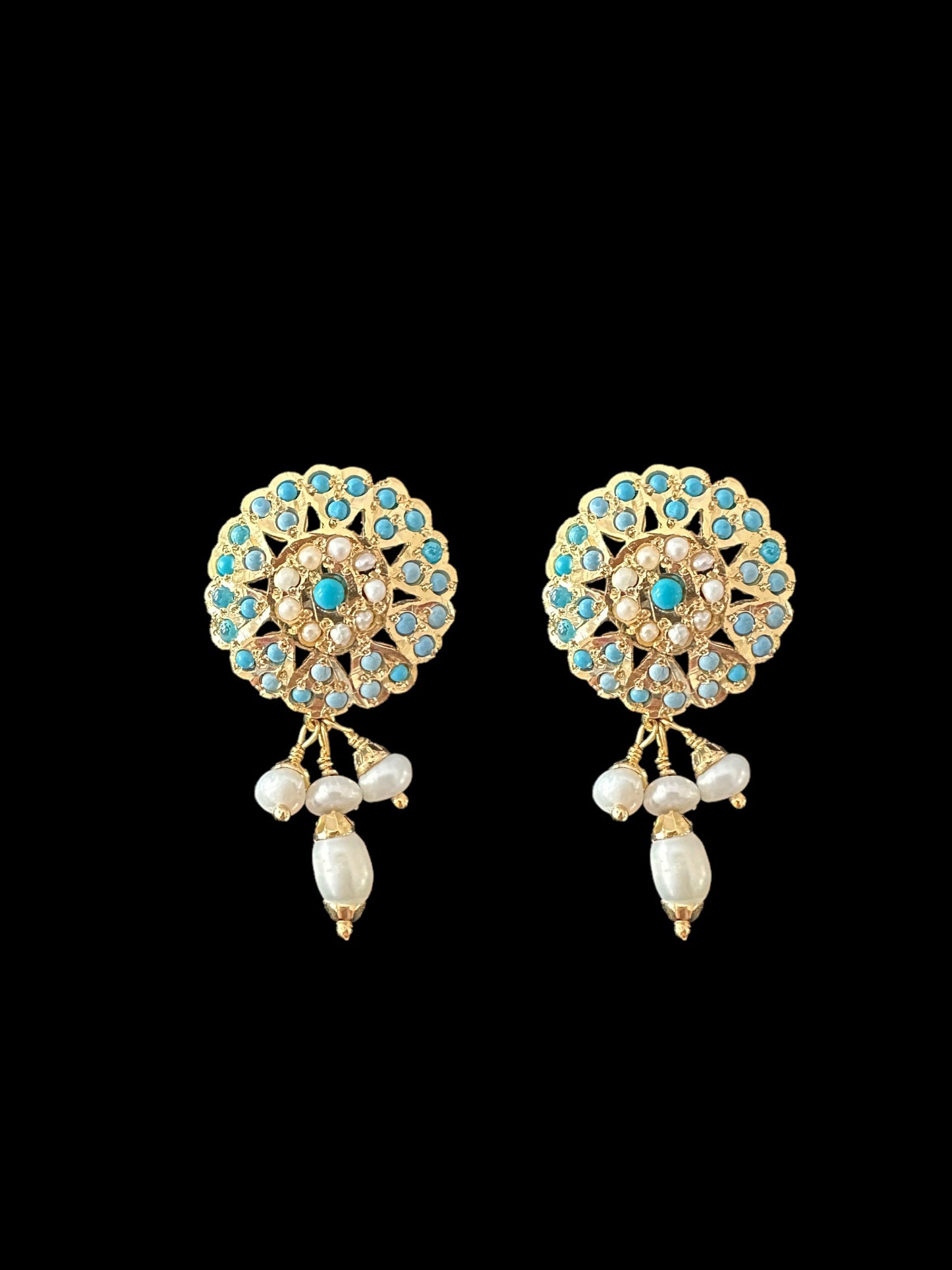 Gold plated silver pendant set in turquoise / feroza ( SHIPS IN 5 WEEKS )