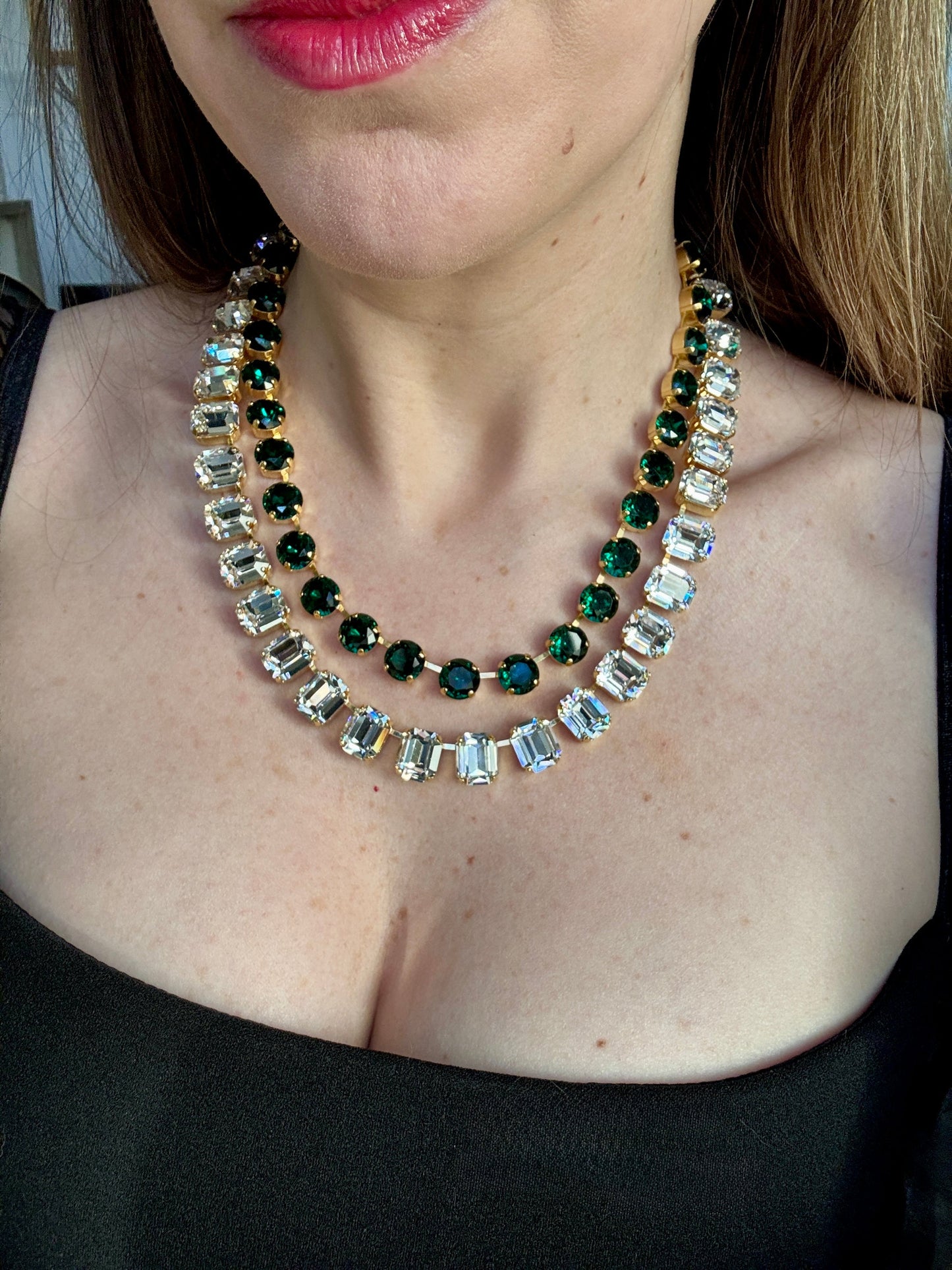 Daphne Emerald Green Crystal Riviera Necklace