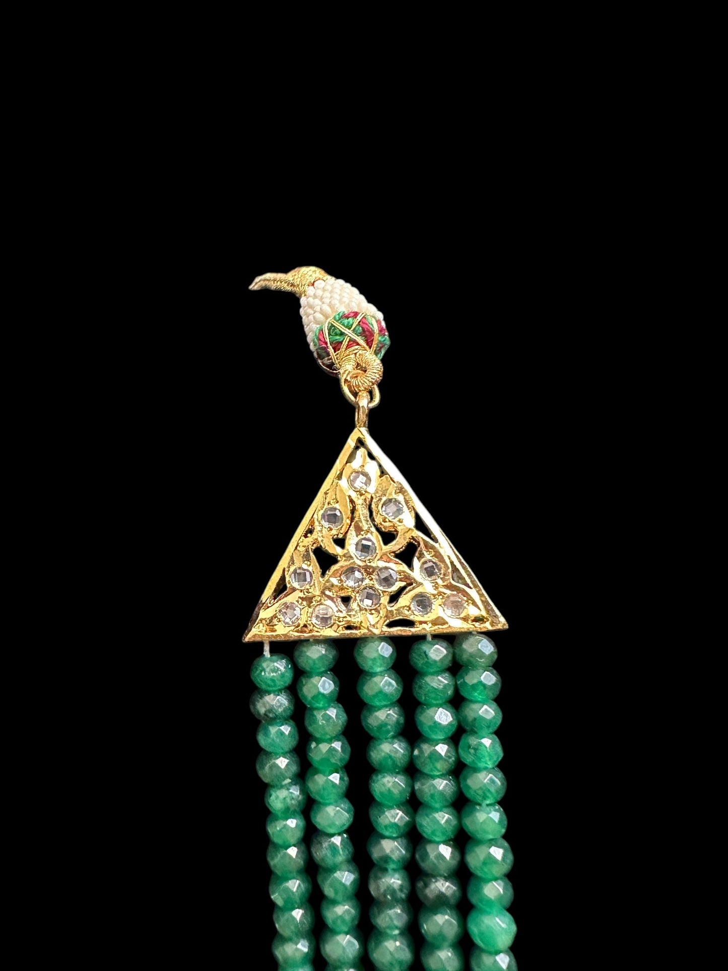 DLN88 Nisha rani haar in green beads  ( READY TO SHIP )