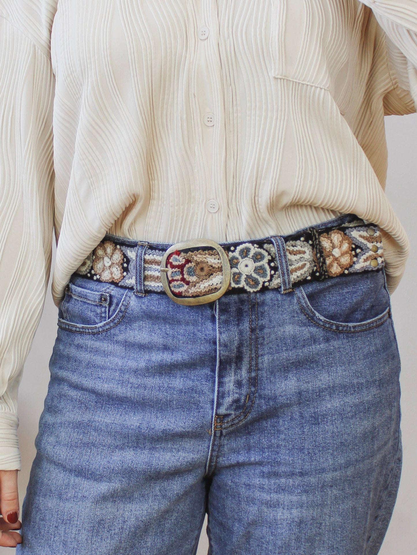 Café Embroidered Belt