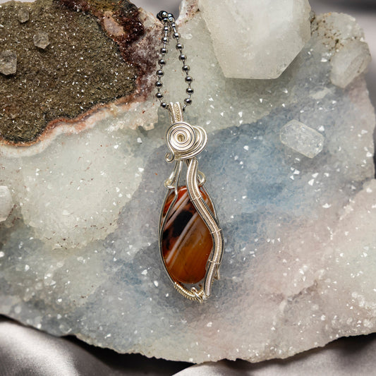 Carnelian Agate Wire Wrap Crystal Pendant