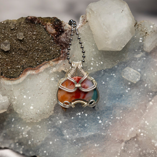 Chakra Agate Wire Wrap Crystal Pendant