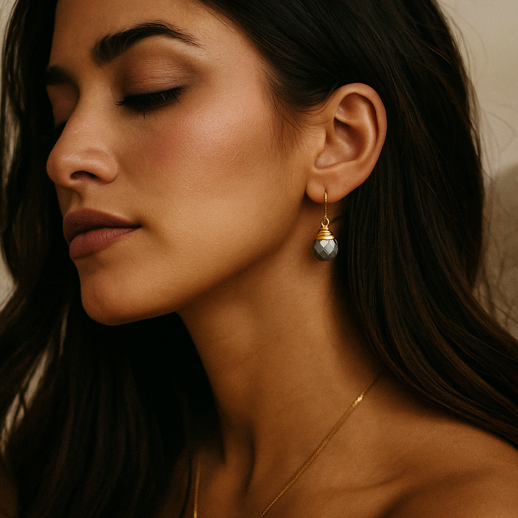 Gray Moonstone Briolette Earrings – Gold Filled Wire Wrapped, 1 Inch