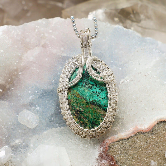 Chrysocolla Wire Wrap Crystal Pendant
