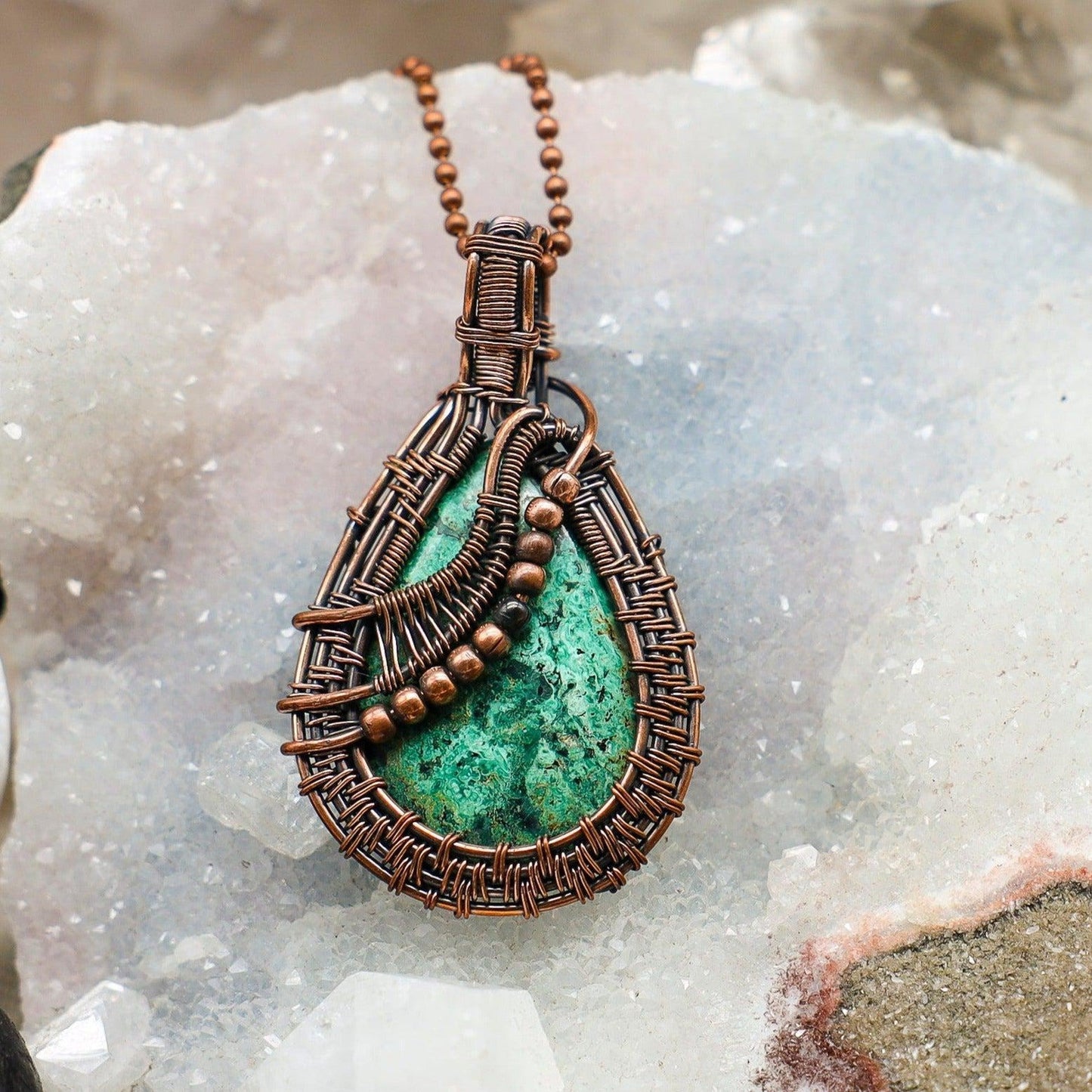 Chrysocolla Wire Wrap Crystal Pendant
