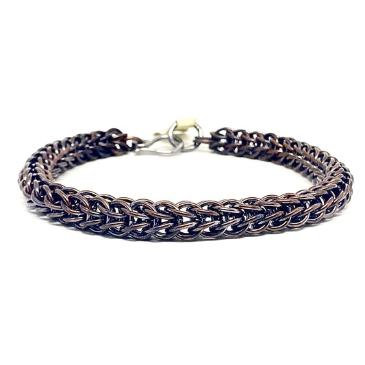 Chunky Foxtail Chainmaille Bracelet in Oxidized Copper