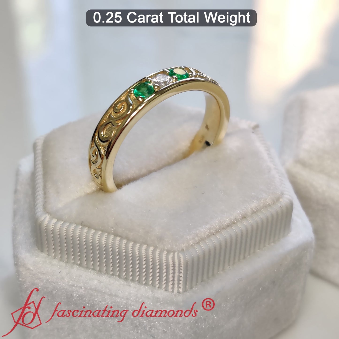 Classic Mens 3 Stone Wedding Band