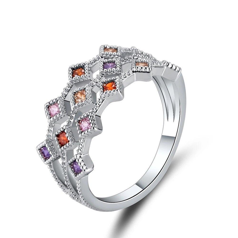 Cubic Zirconia Multicolor Ring