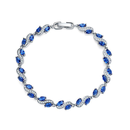 Cubic Zirconia Tennis Bracelet with AAA+ Cubic Marquise Sapphire Cubic Zirconia