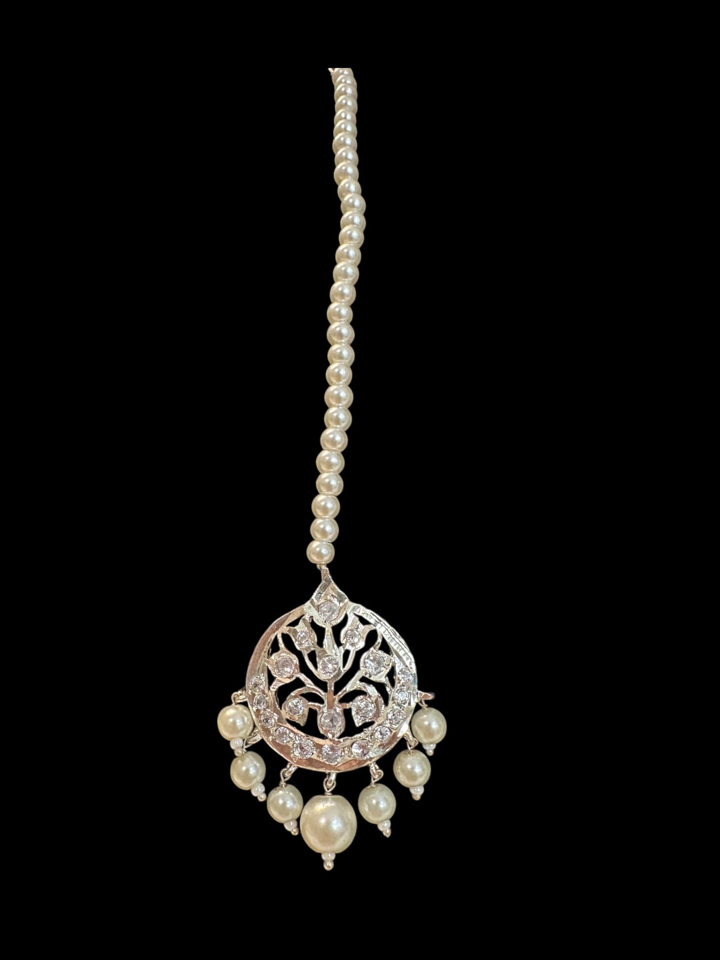 SAT106 Asmara Satlada with earrings tika in silver plating ( READY TO SHIP  )