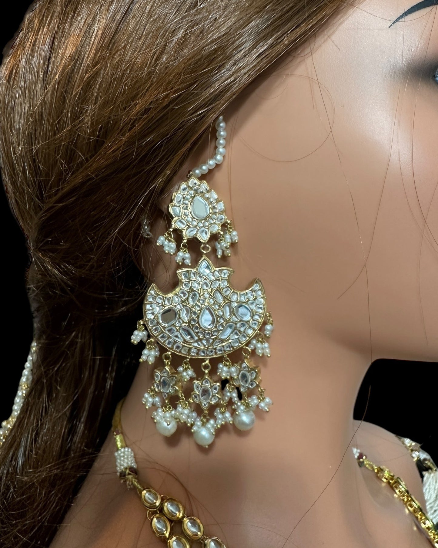 DER781  Manara kundan earrings ( SHIPS IN 4 WEEKS )