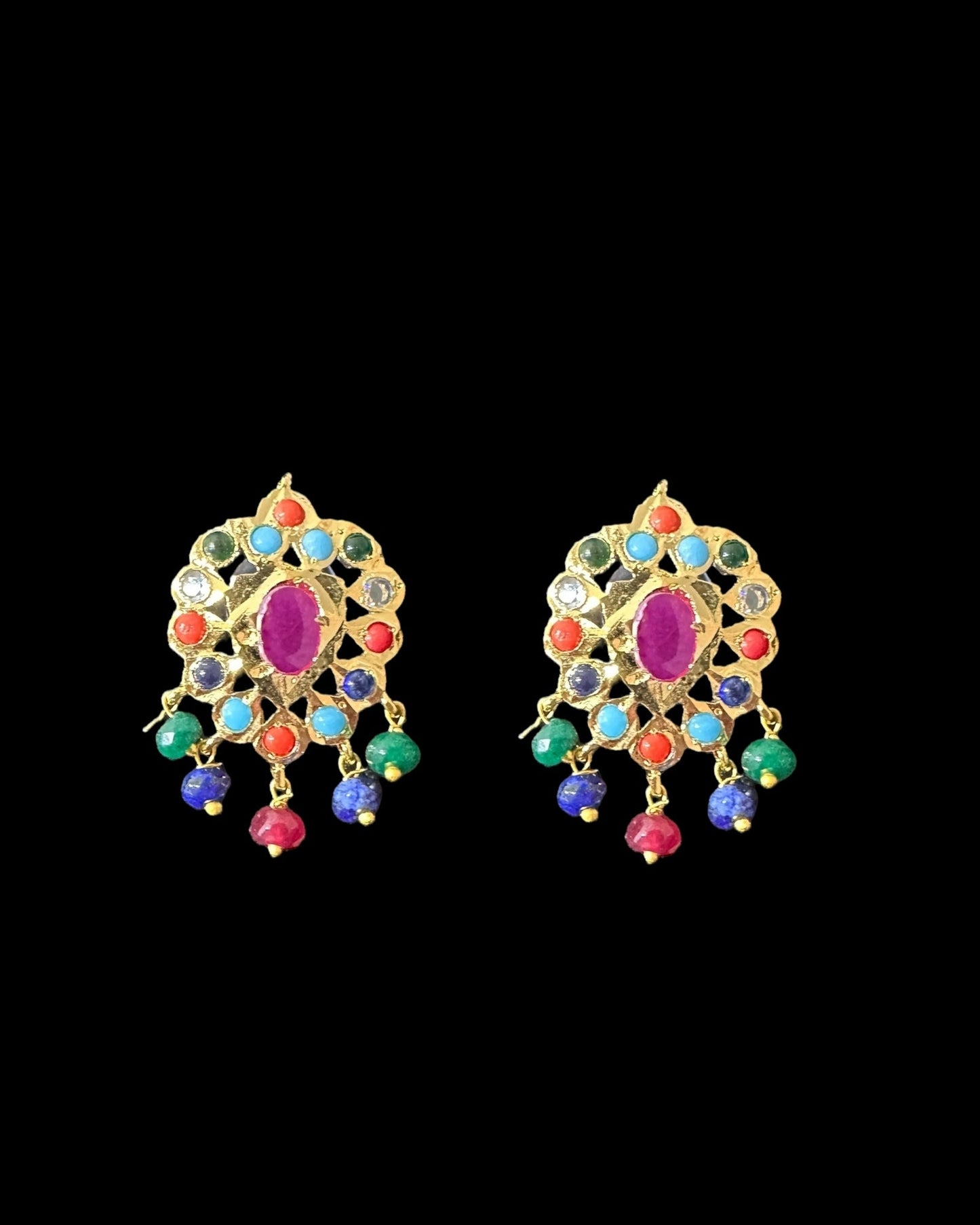 NS214 Meeraj necklace set ( navratan   ) ( READY TO SHIP )