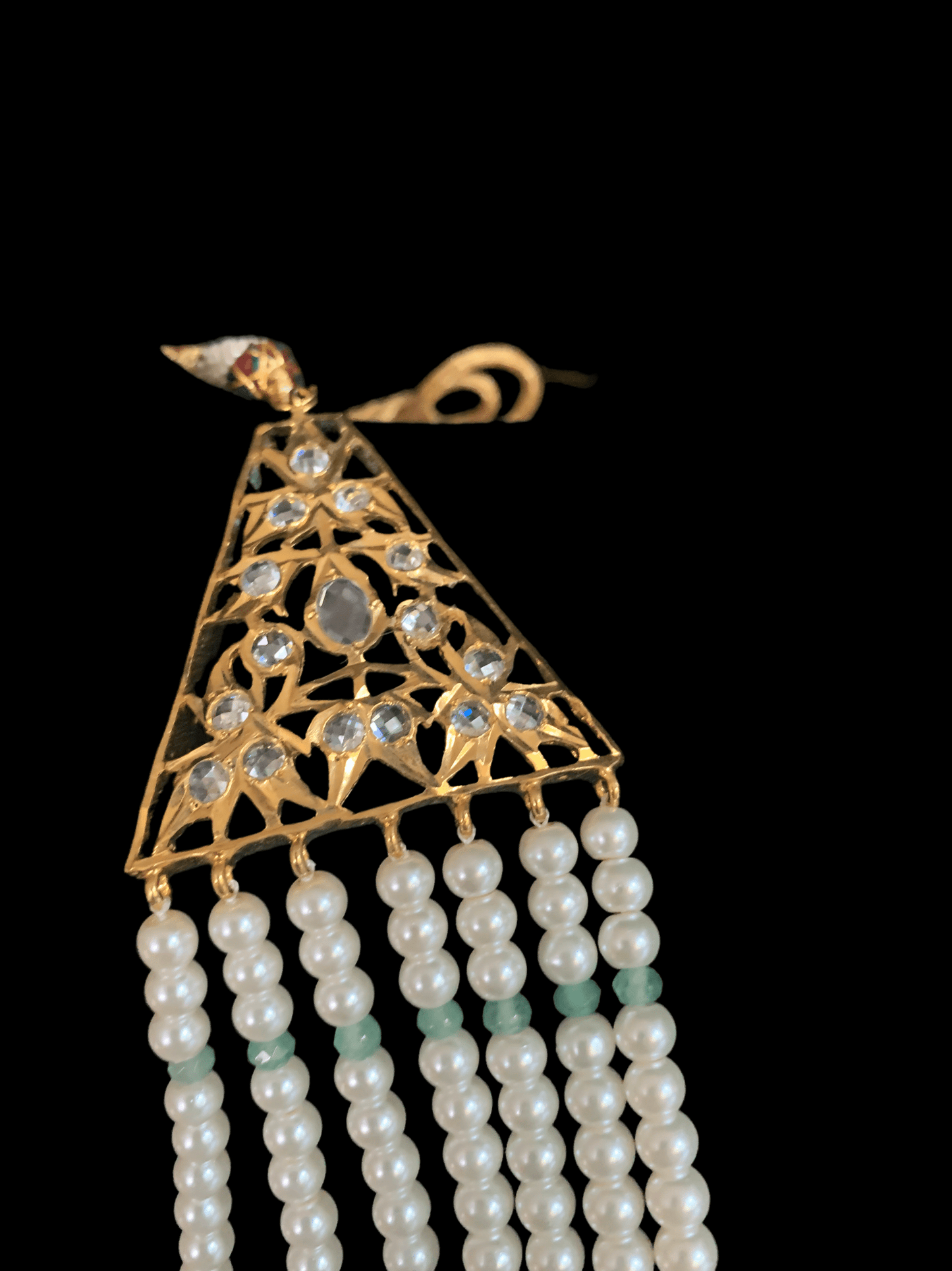 SAT99 Insia satlada with jhumka in light green beads ( SHIPS IN 2 WEEKS  )