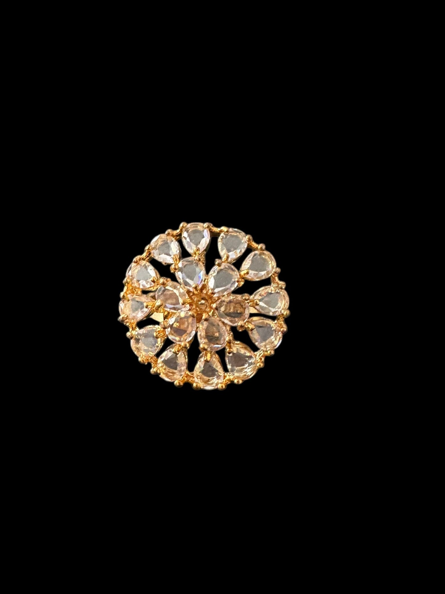 DJR127 Flower Cz polki  ring ( READY TO SHIP)