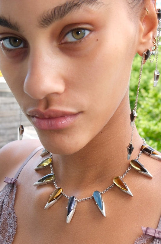 Saber Tooth Necklace in Angora (Silver) SHIPS IN FEBRUARY