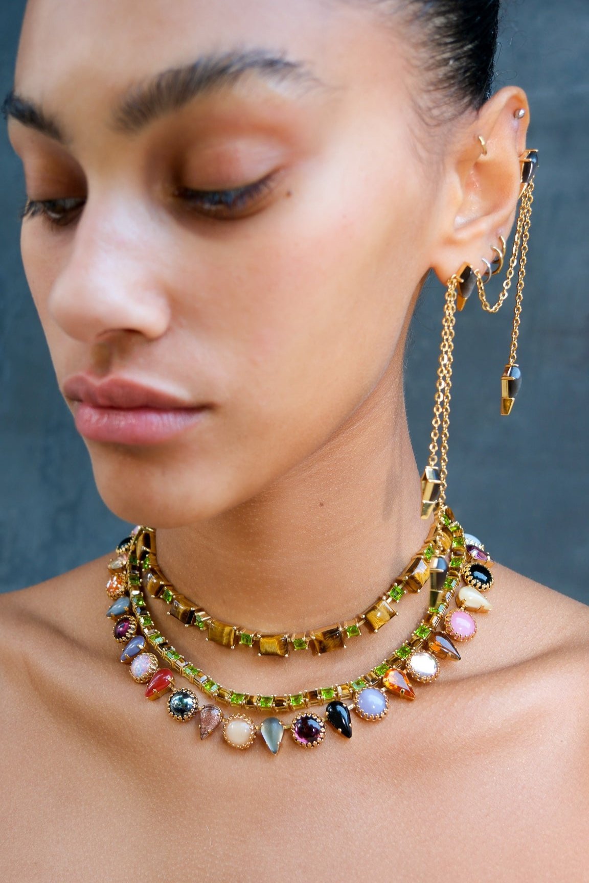 Battlement Choker in Genuine Tiger Eye And Poison Dart (Gold) SHIPS IN FEBRUARY