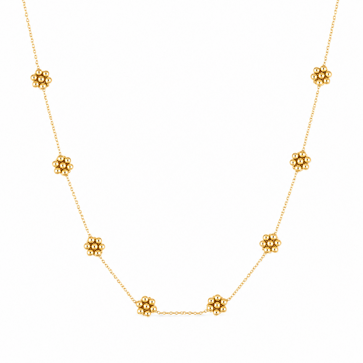 Dainty Golden Bead Flower Necklace - Waterproof Stainless Steel