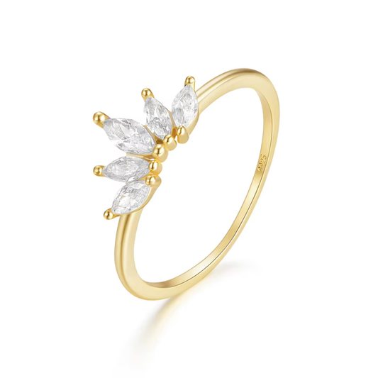 Glimmer Dainty Ring with Marquise-Cut AAAAA Cubic Zirconia