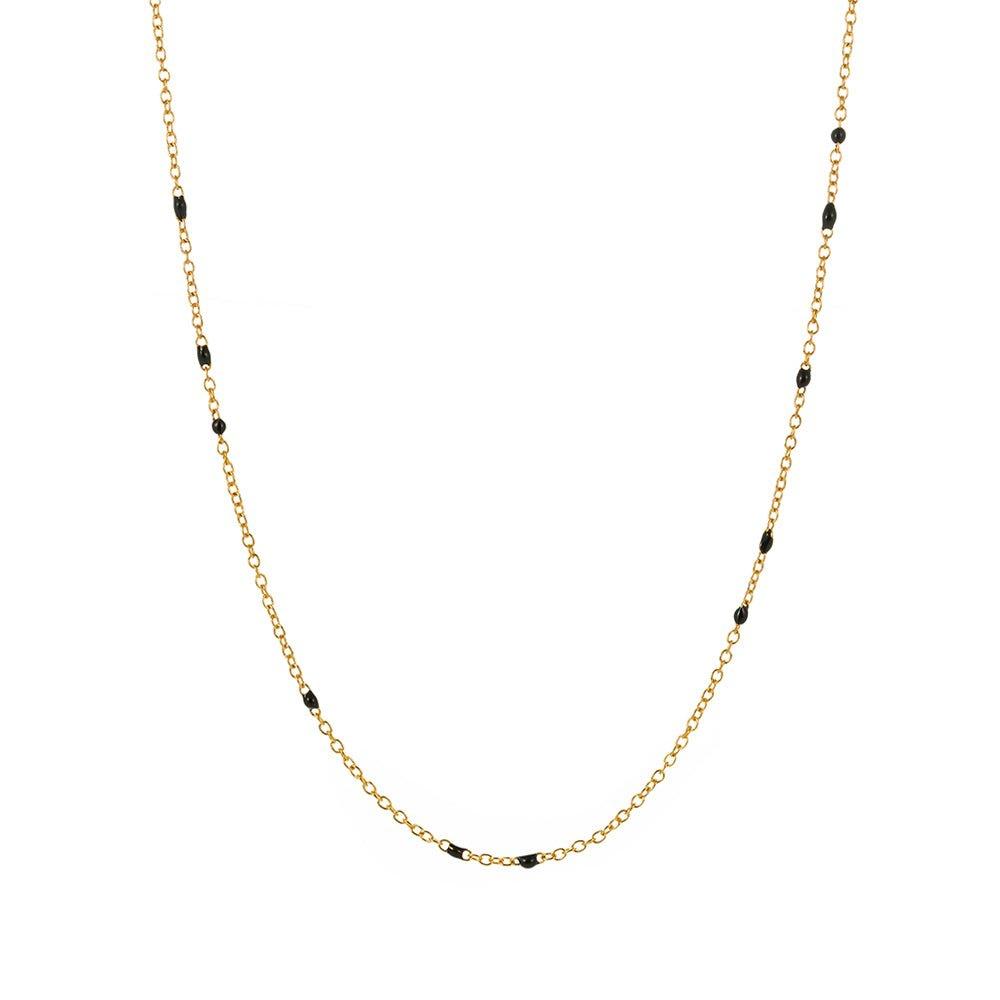 Dainty Black Onyx Beaded Link Necklace