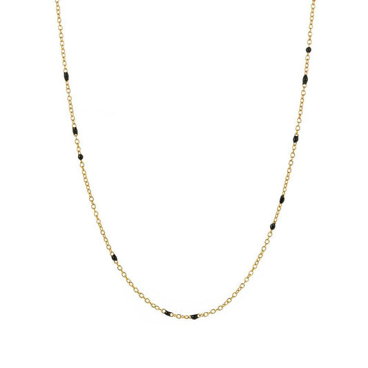 Dainty Black Onyx Beaded Link Necklace