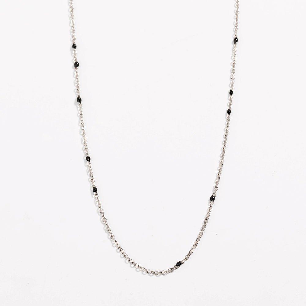 Dainty Black Onyx Beaded Link Necklace