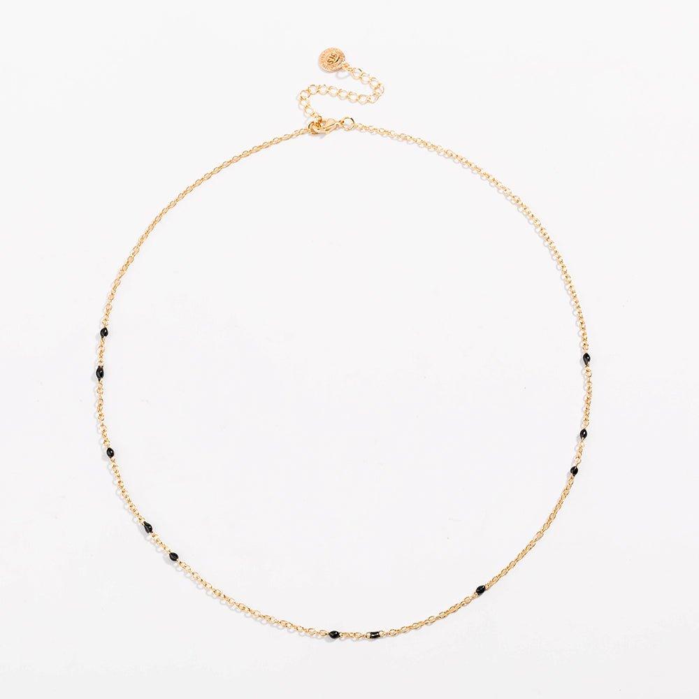 Dainty Black Onyx Beaded Link Necklace