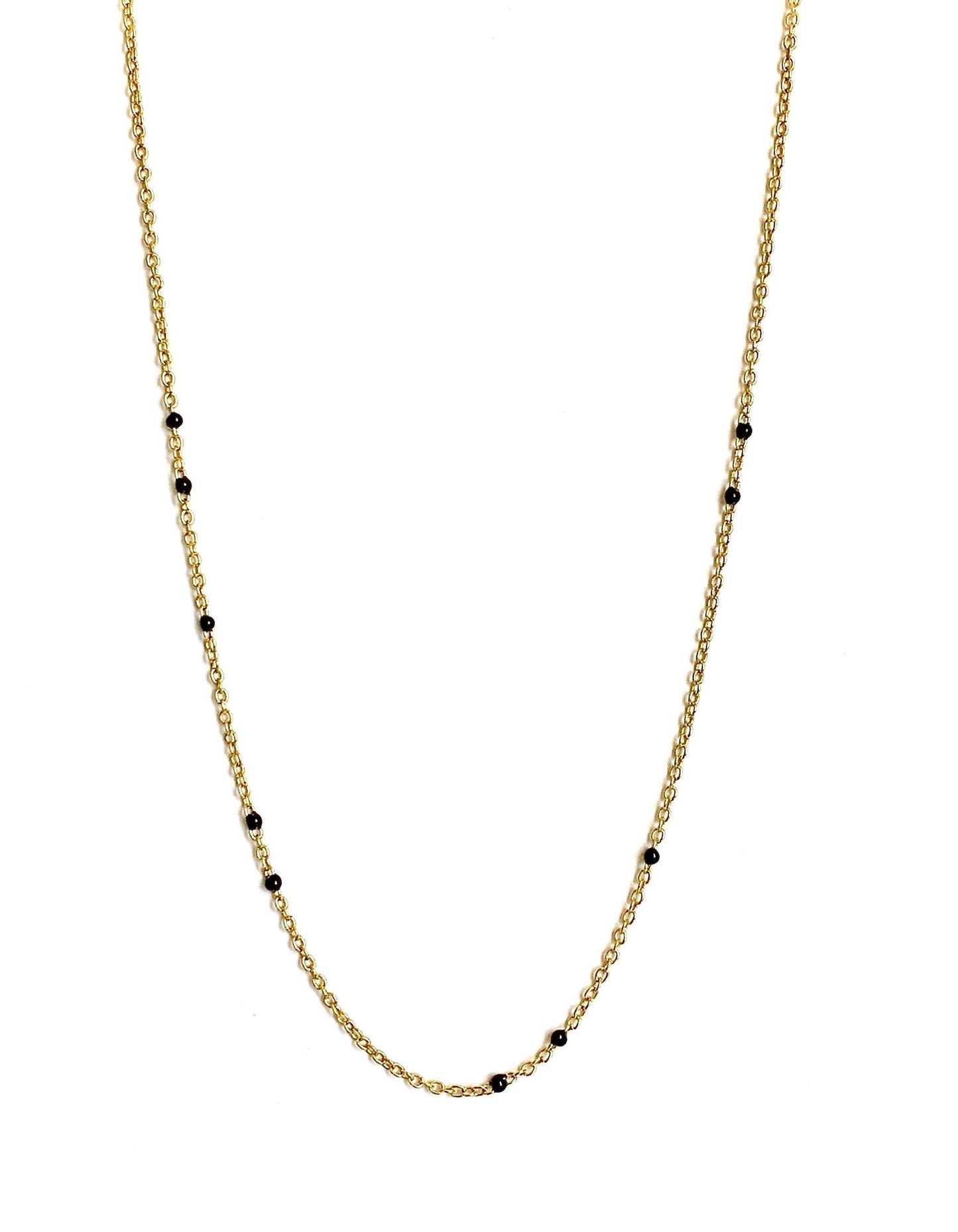 Dainty Black Onyx Beaded Link Necklace