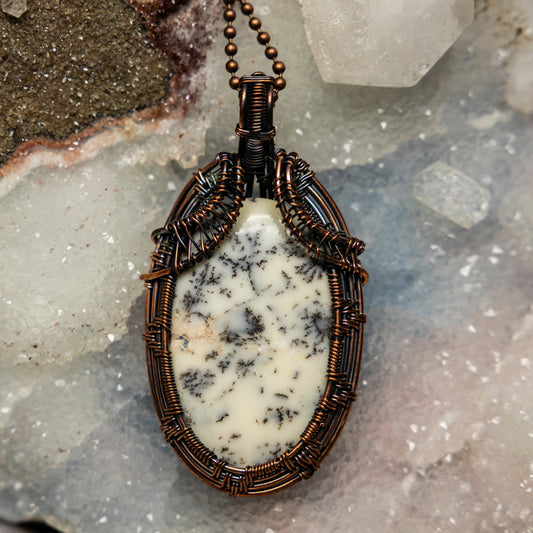 Dendritic Agate Wire Wrap Crystal Pendant