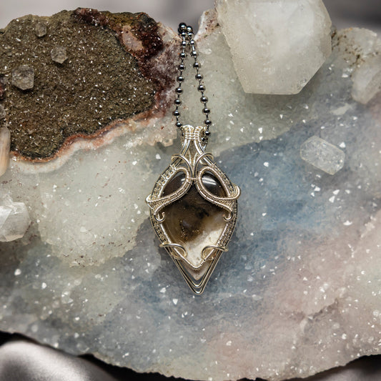 Dendritic Agate Wire Wrap Crystal Pendant