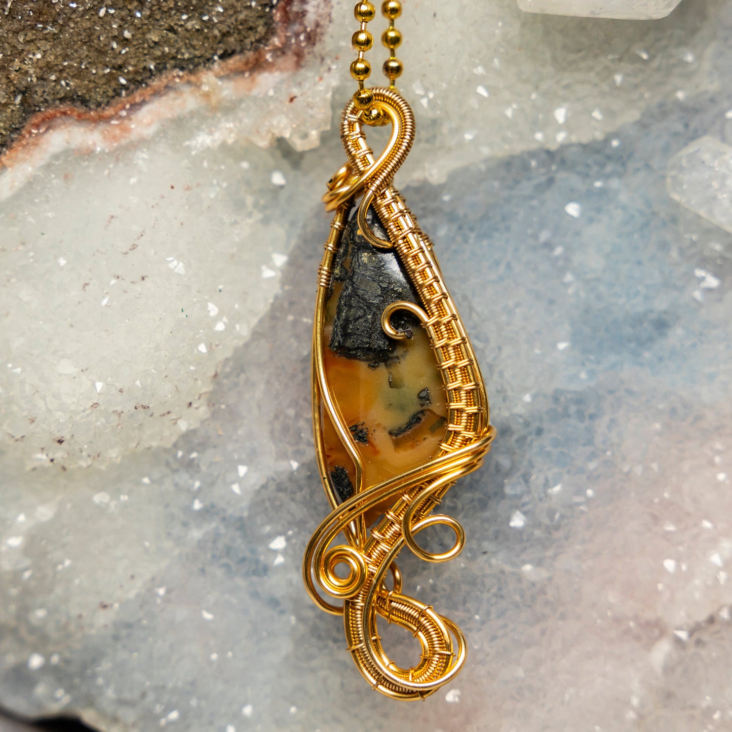 Dendritic Agate Wire Wrap Crystal Pendant