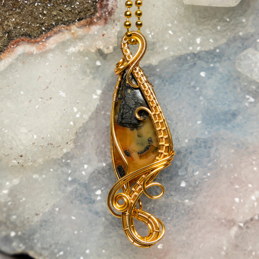 Dendritic Agate Wire Wrap Crystal Pendant