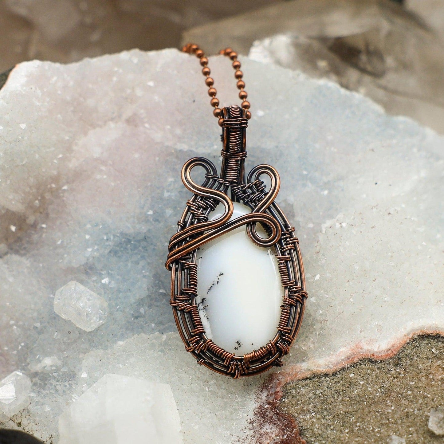 Dendritic Agate Wire Wrap Crystal Pendant