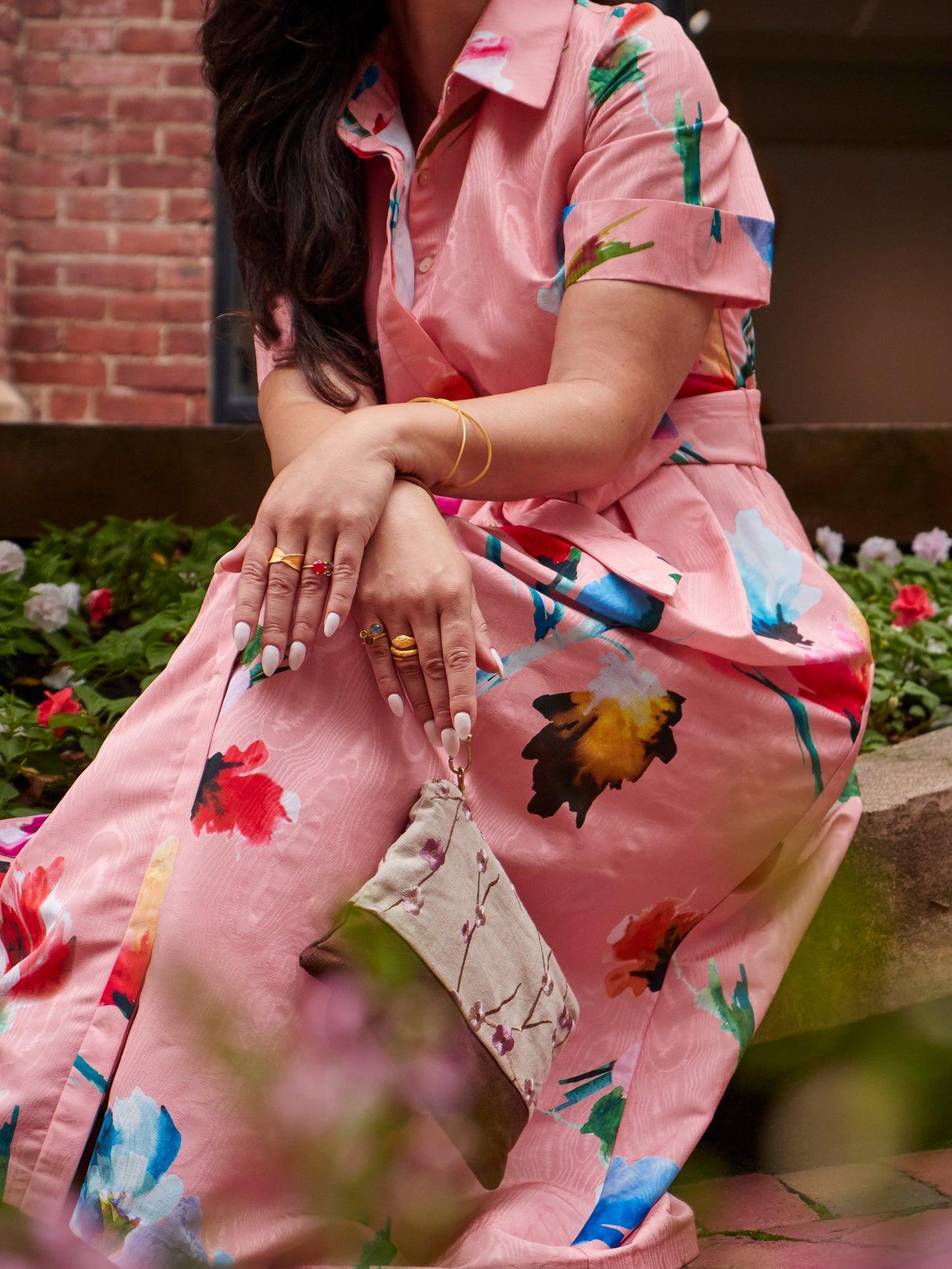 Alice Embroidered Linen Wristlet