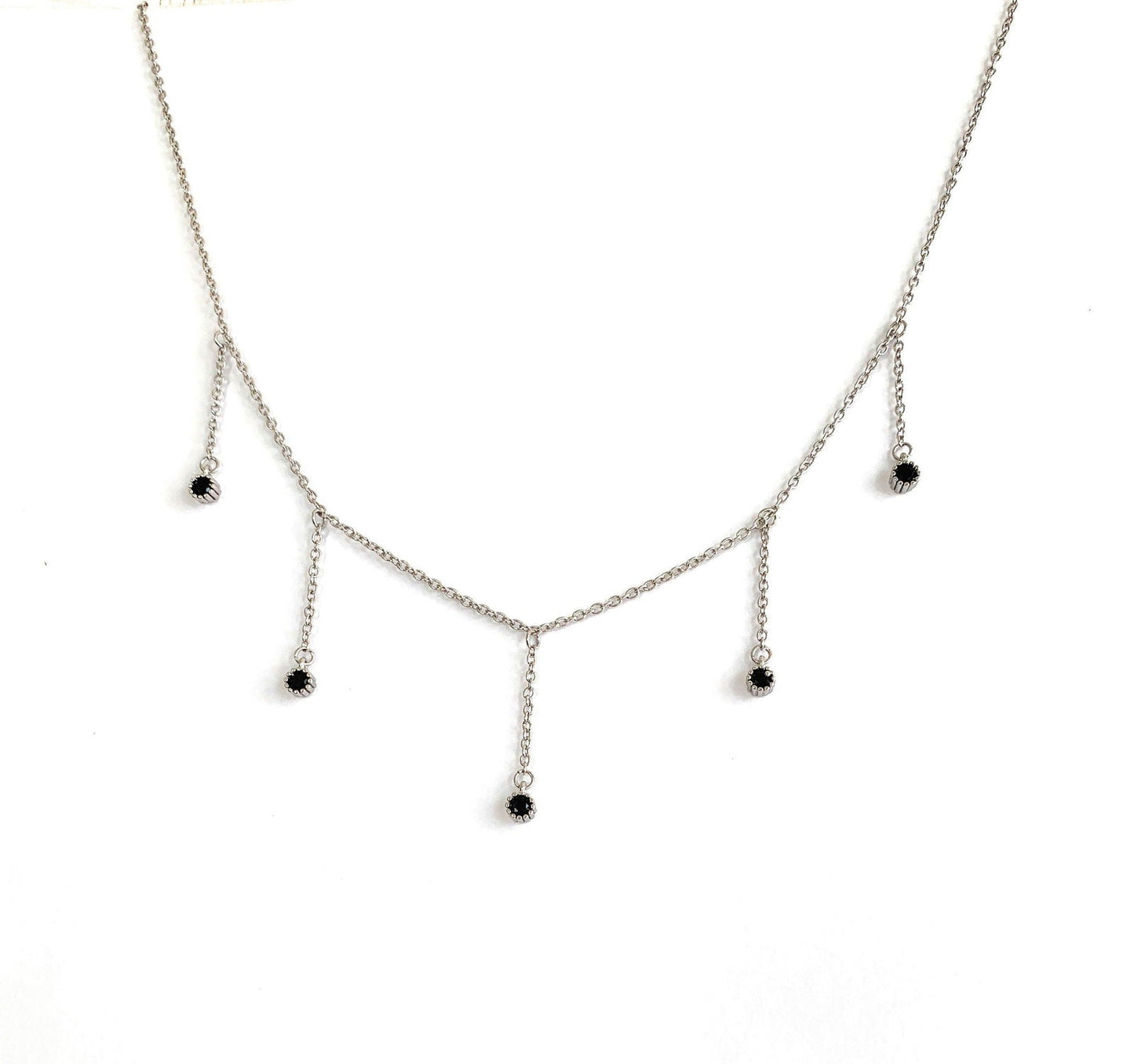 Drop Necklace with Five Cubic Zirconia Stone