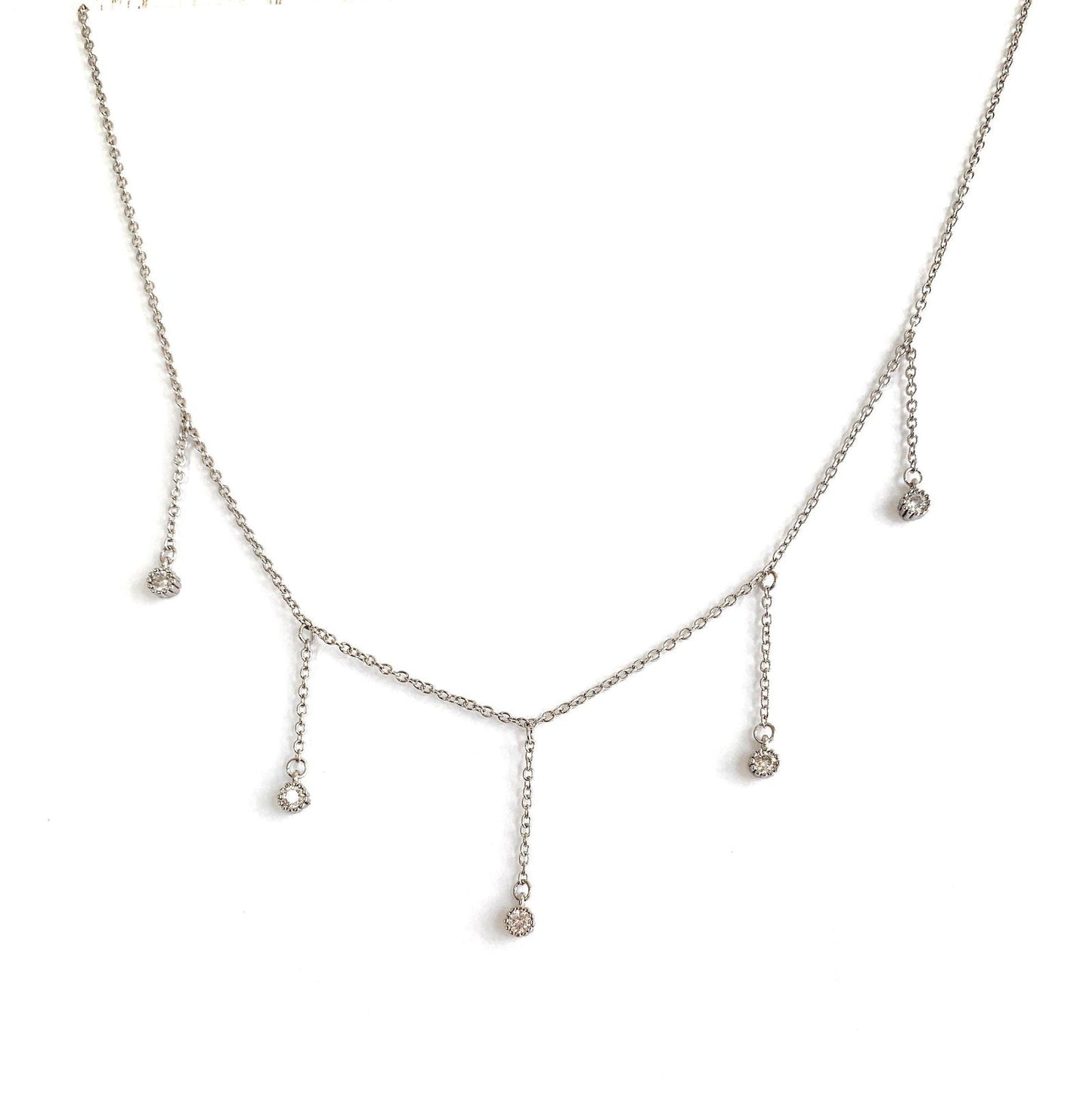 Drop Necklace with Five Cubic Zirconia Stone