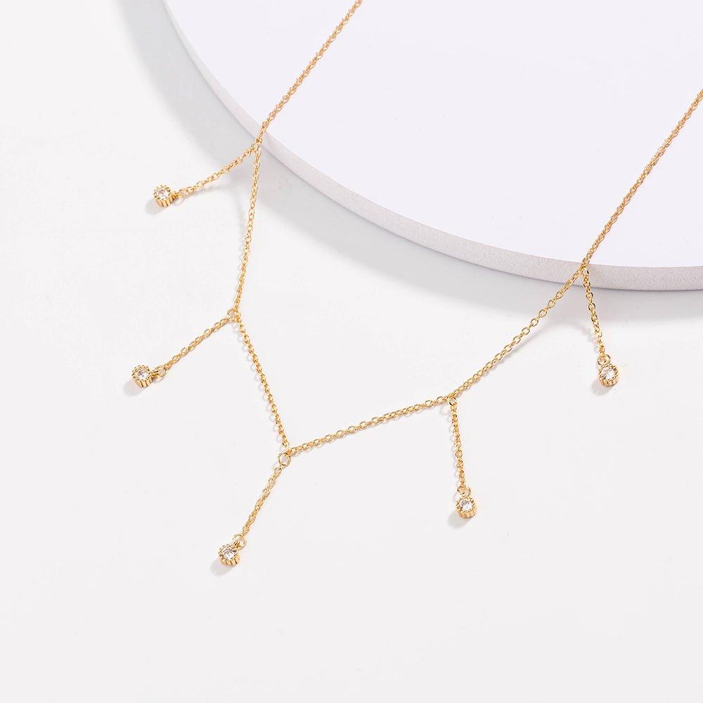 Drop Necklace with Five Cubic Zirconia Stone