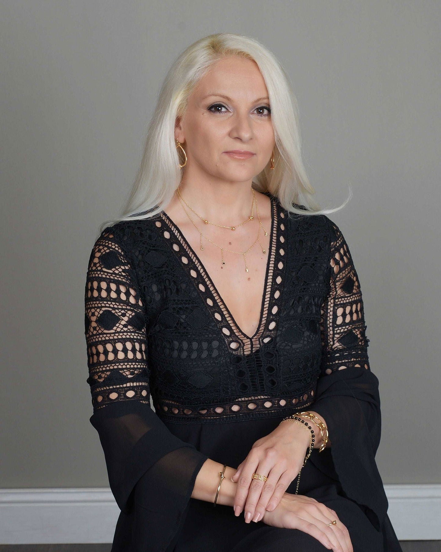 Drop Necklace with Five Cubic Zirconia Stone