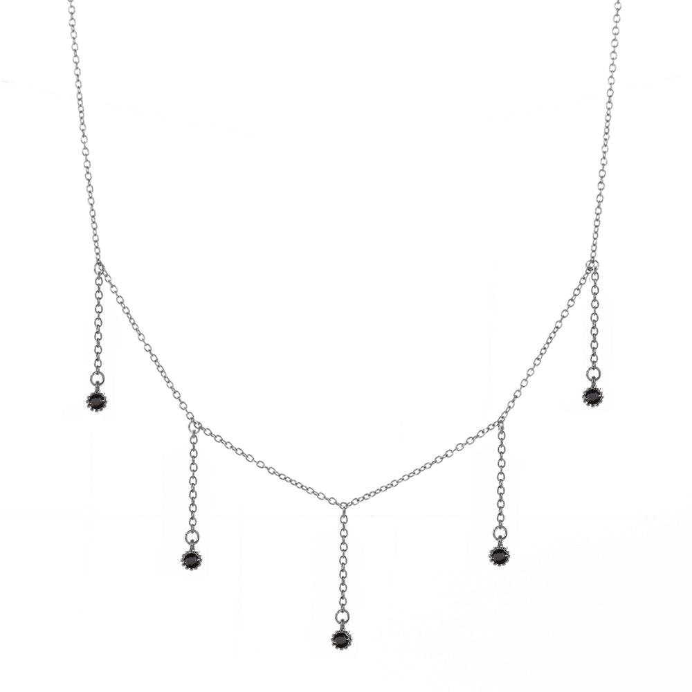 Drop Necklace with Five Cubic Zirconia Stone