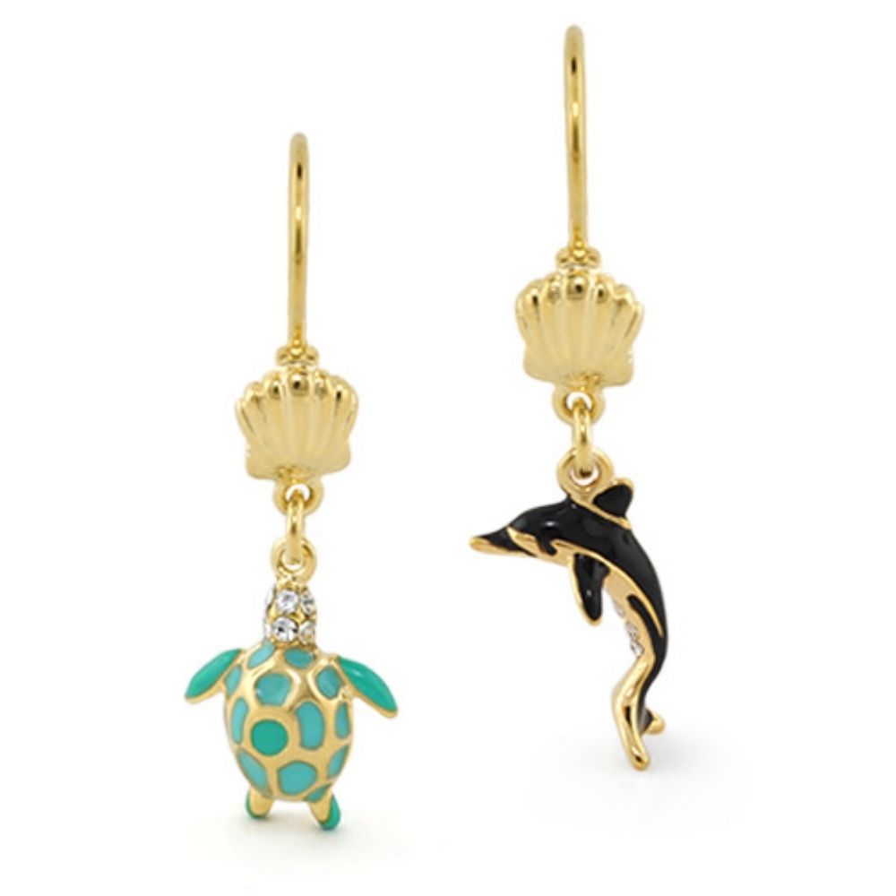 Eau Turtle & Dolphin Earrings