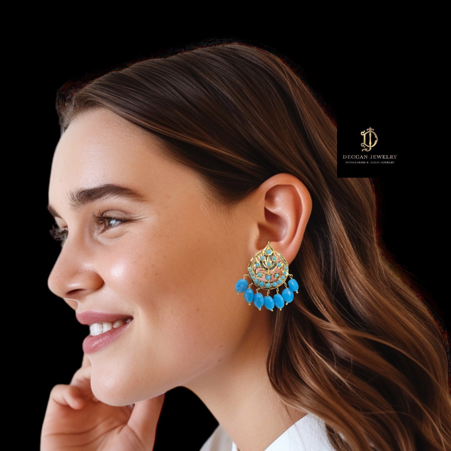 ET540 Asmee earrings in turquoise  (SHIPS IN 3 WEEKS )