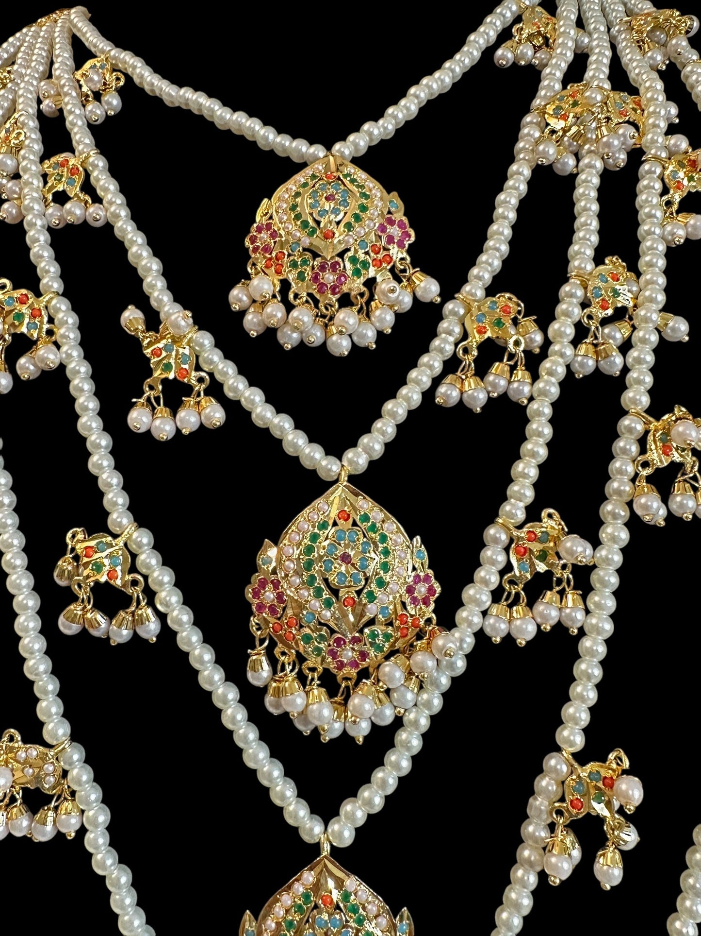 SAT111 Anya jadau 5 layered / satlada in Navratan ( READY TO SHIP )