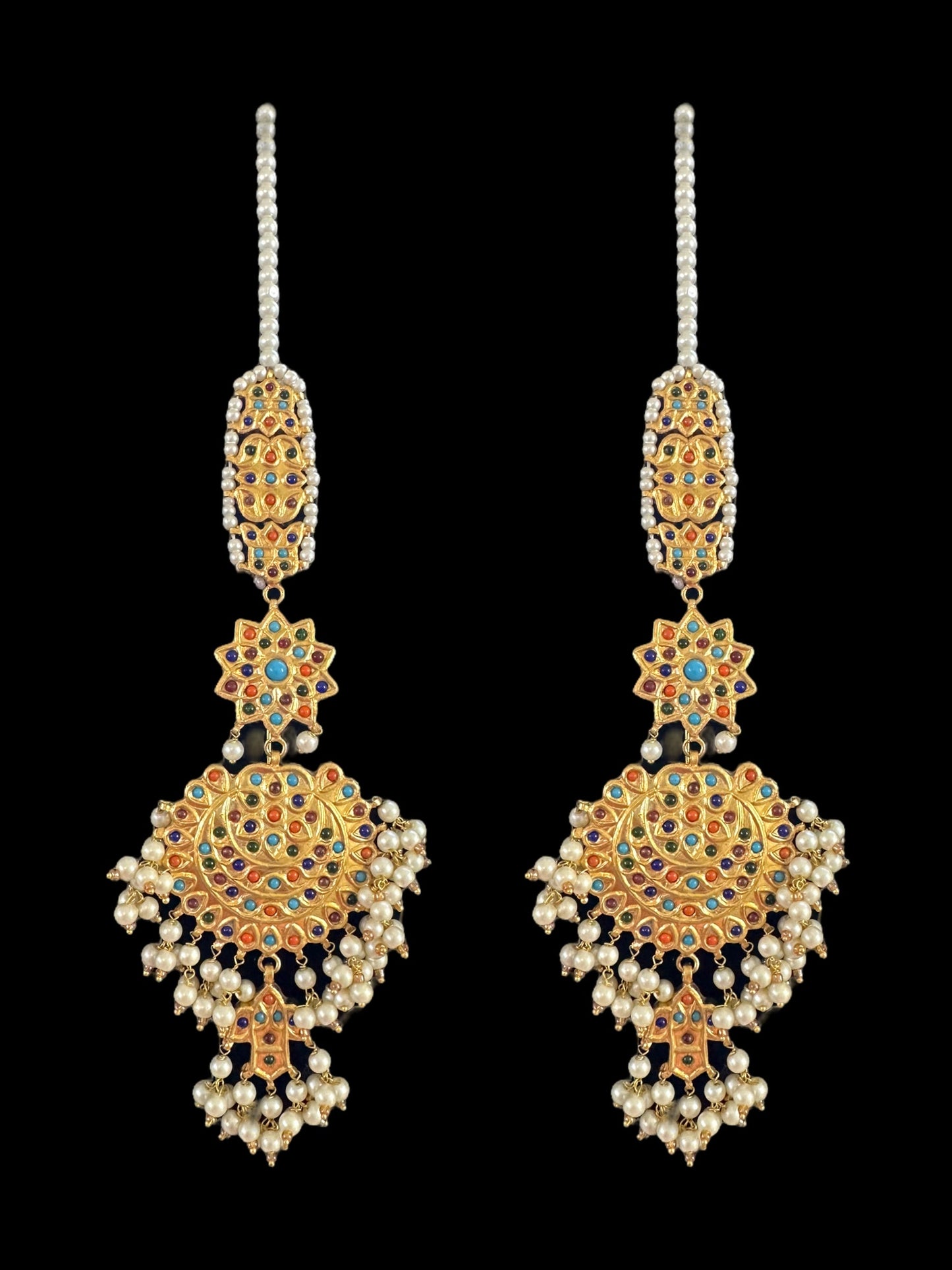 DJET45 Navratan earrings Tika ( READY TO SHIP )